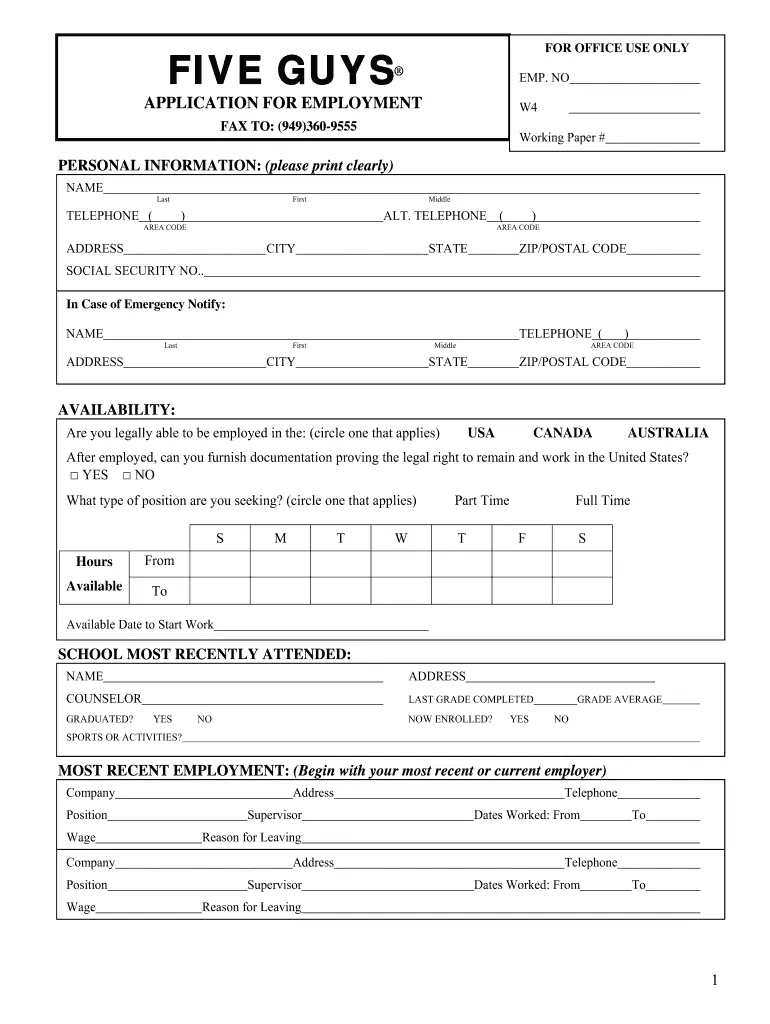 five guys job application_