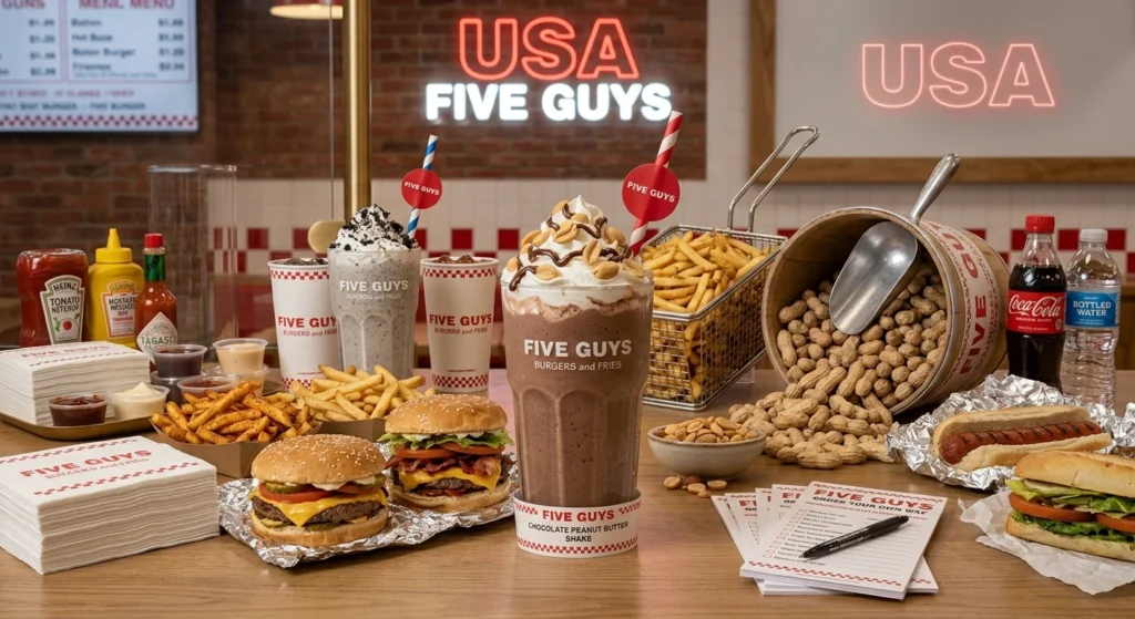 Employee preparing a hand-spun Five Guys Milkshake.