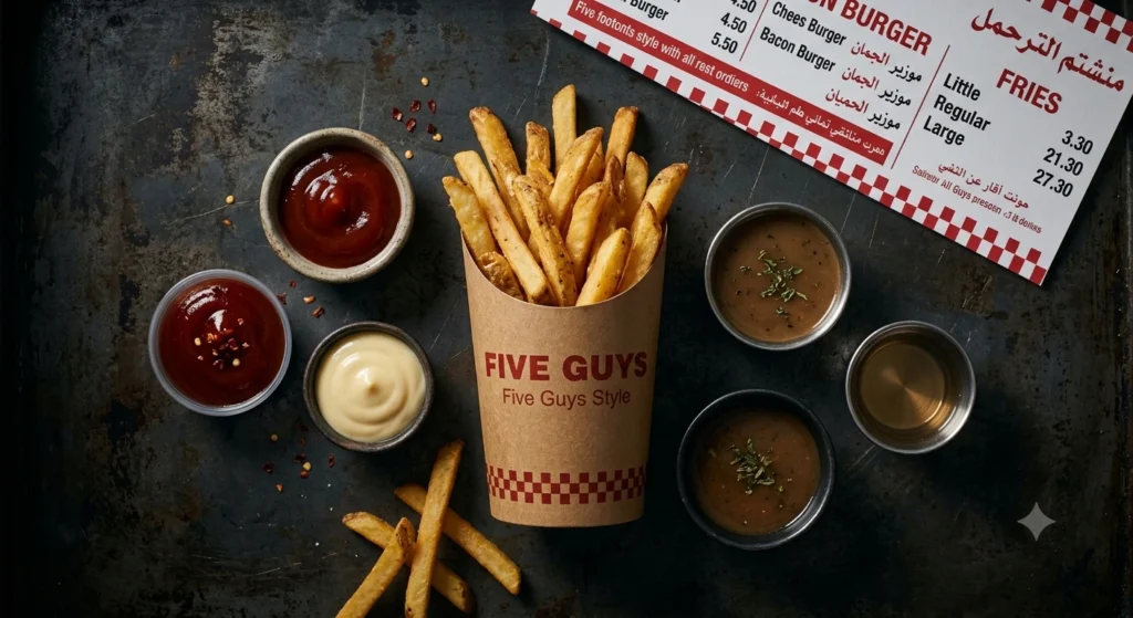 Five Guys fries menu with prices and calories