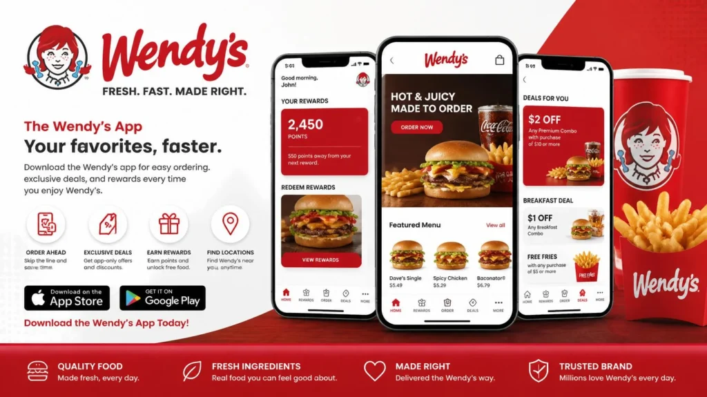 Complete Wendys app guide featuring deals, coupons, delivery options, and reward benefits