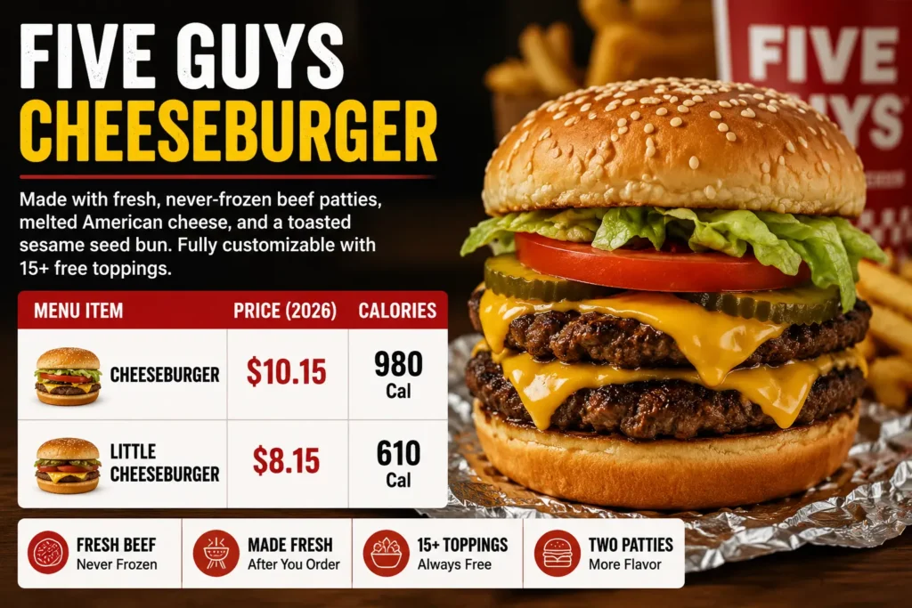 Five Guys Cheeseburger Menu With Price & Calories